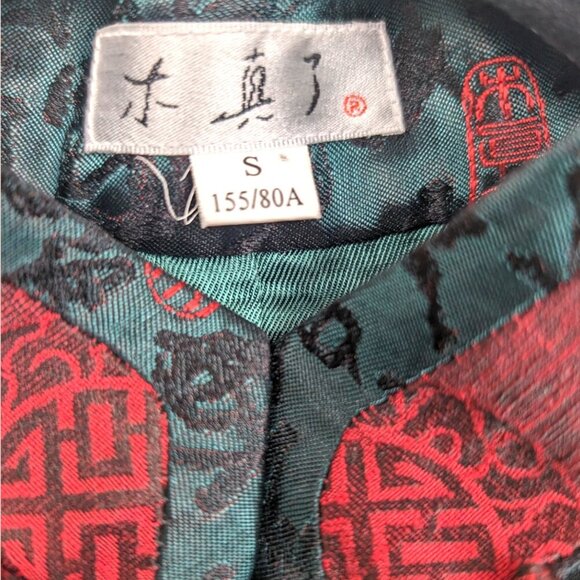 NWT Green & Red Chinese Viscose Jacket - Picture 9 of 9